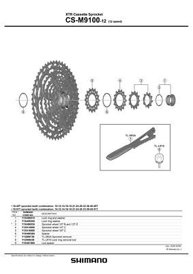 SHIMANO XTR CS-M9100-12 Cassette Sprocket Low spacer (12-speed