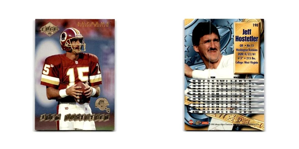 Jeff Hostetler 1998 Collector's Edge Supreme Season Review #198 Redskins NM - Image 3 of 3