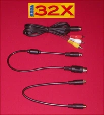 Sega 32X AV Cable + Nickel 8 PIN & GOLD 8 PIN Link Set for Sega Genesis 1 & 2