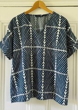 Marimekko X Uniqlo Women’s Navy & White Cap-Sleeve Tunic Shirt M UK 12 EU 40 NEW