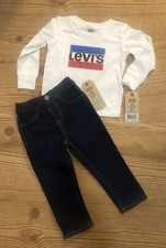 Baby Boys Levis Shirt and Jeans 2 Piece Set Outfit NWT Size 12M 18M White Black