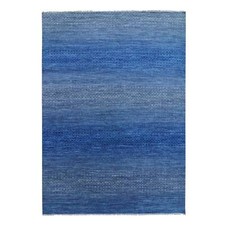 9'3"x12'6" Blue Pure Wool Hand Knotted Modern Chiaroscuro Collection Rug R79215