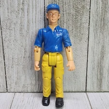 Vintage Playskool Dollhouse Dan Man Father Figure Blue Shirt and Cap Posable