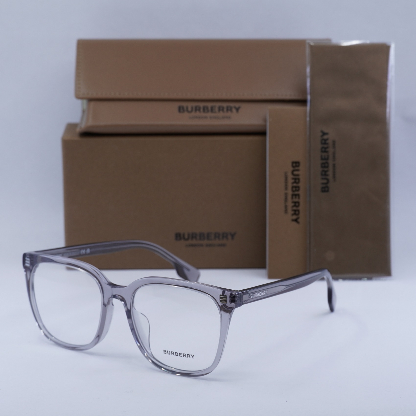 BURBERRY BE2361D 3028 Transparent Grey 53mm Eyeglasses New Authentic