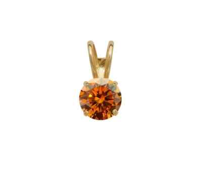 14K Yellow Gold GRA Certified D-VVS1 Round Orange Moissanite Pendant Neck Gift