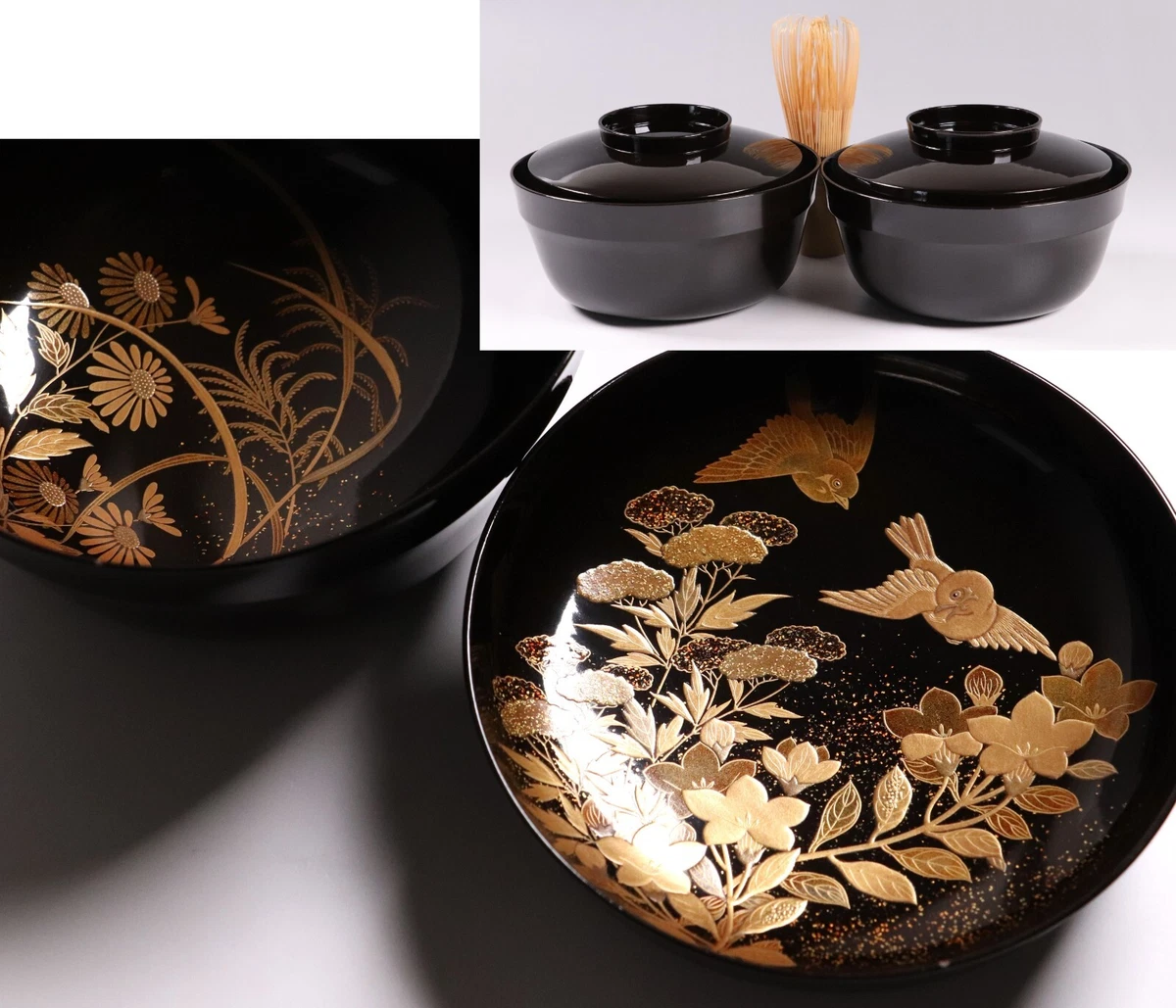 木制金色日本古董碗| eBay