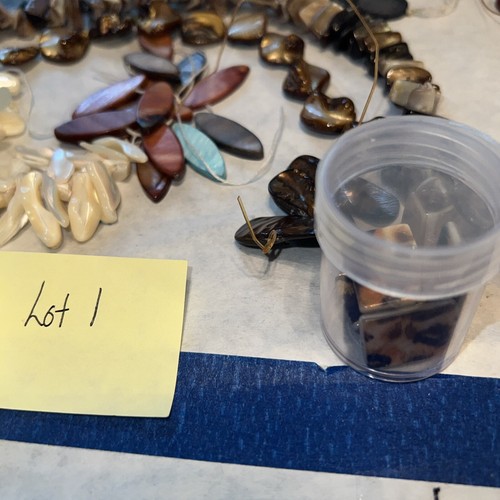 Lot Mother Of Pearl Some Full Strands Loose Beads Pendants + Unusual Shapes