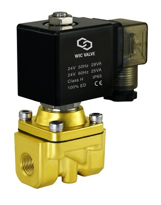 1/4'' Brass Zero Differential High Flow Electric Air Water Solenoid Valve 24V AC