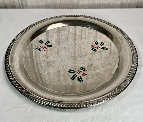 Ancien plateau Joyeux Noël Sheridan TAUNTON SILVERSMITHS - Argenterie fine - Photo 2/8