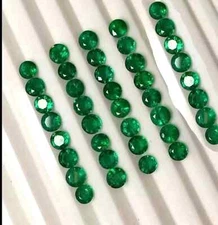 7 mm Natural Colombian Green Emerald Round Loose Certified Gemstones Lot 15 Pcs