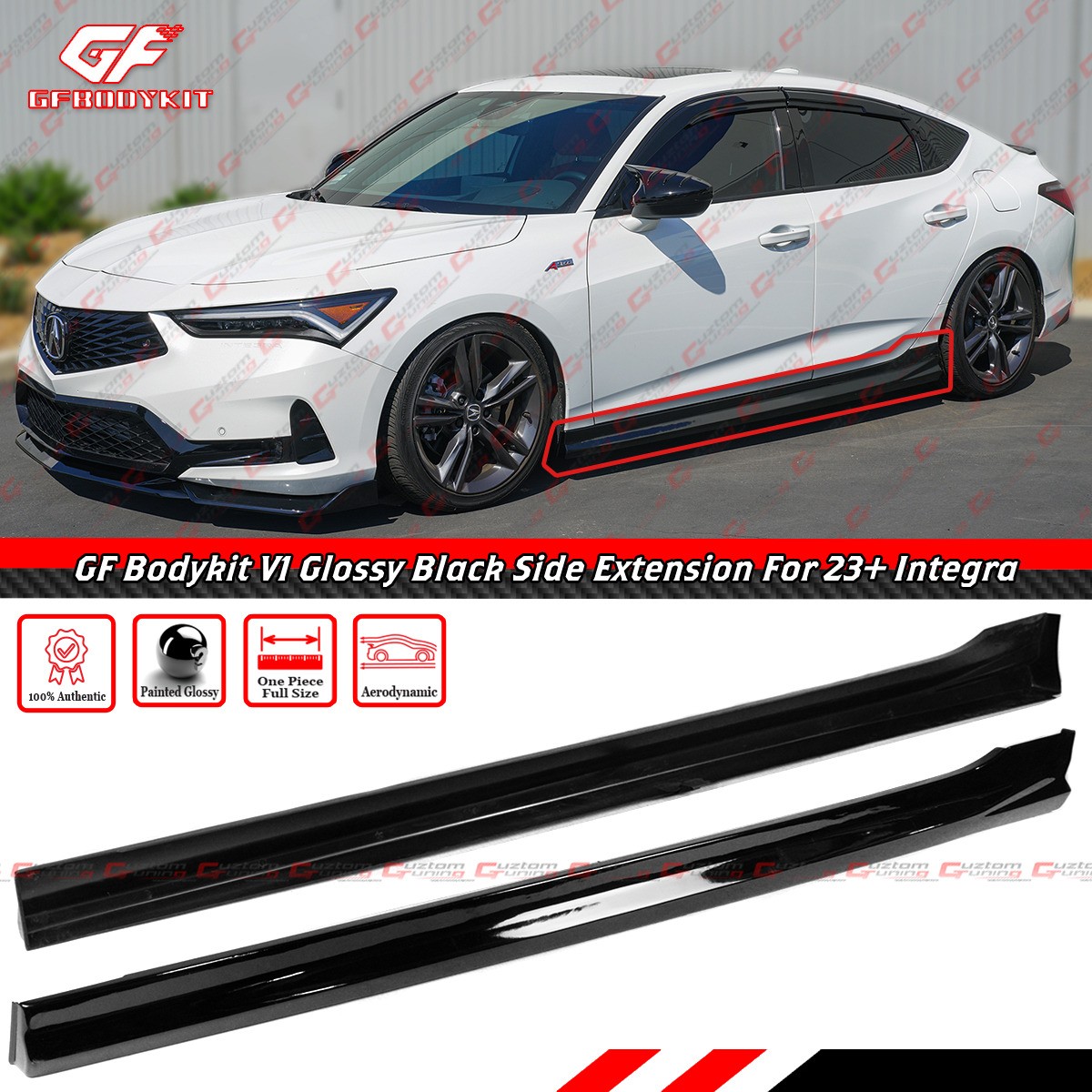 For 2023-2026 Acura Integra DE4 GF Bodykit V1 Gloss Black Side Skirt Extension