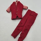 Vintage 60s Ken Doll Fashion Red Vest Pants Plaid Shirt Corduroy Snap Button