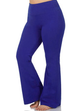 Zenana - Wide Waistband Yoga Flare Pants, Blue, 2X, NWT