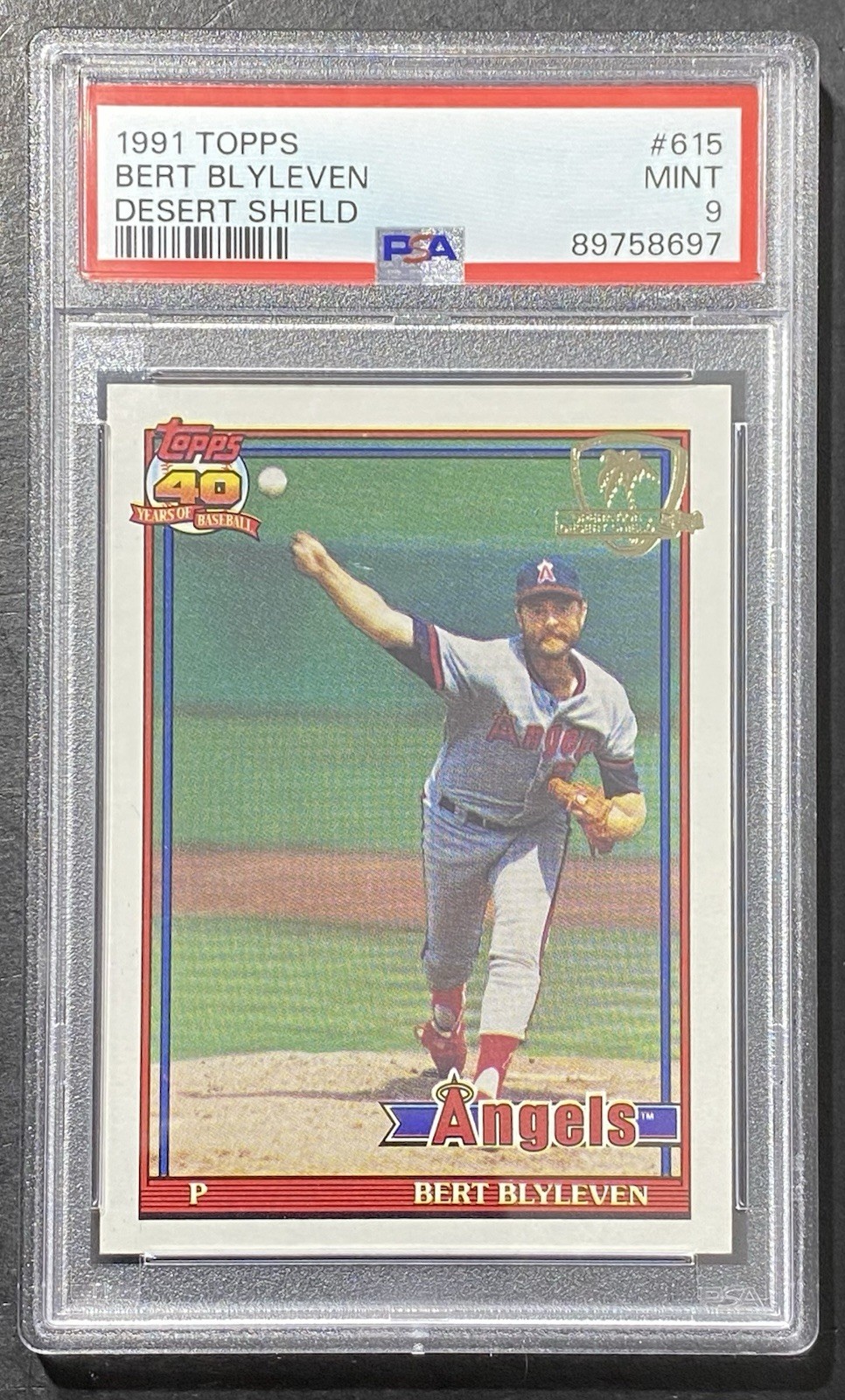 1991 Topps Desert Shield Bert Blyleven #615 - PSA 9 - California Angels