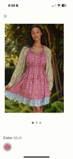 Anthropologie Mahila Long-Sleeve Tie-Front Mini Dress. Size S. MSRP $118 