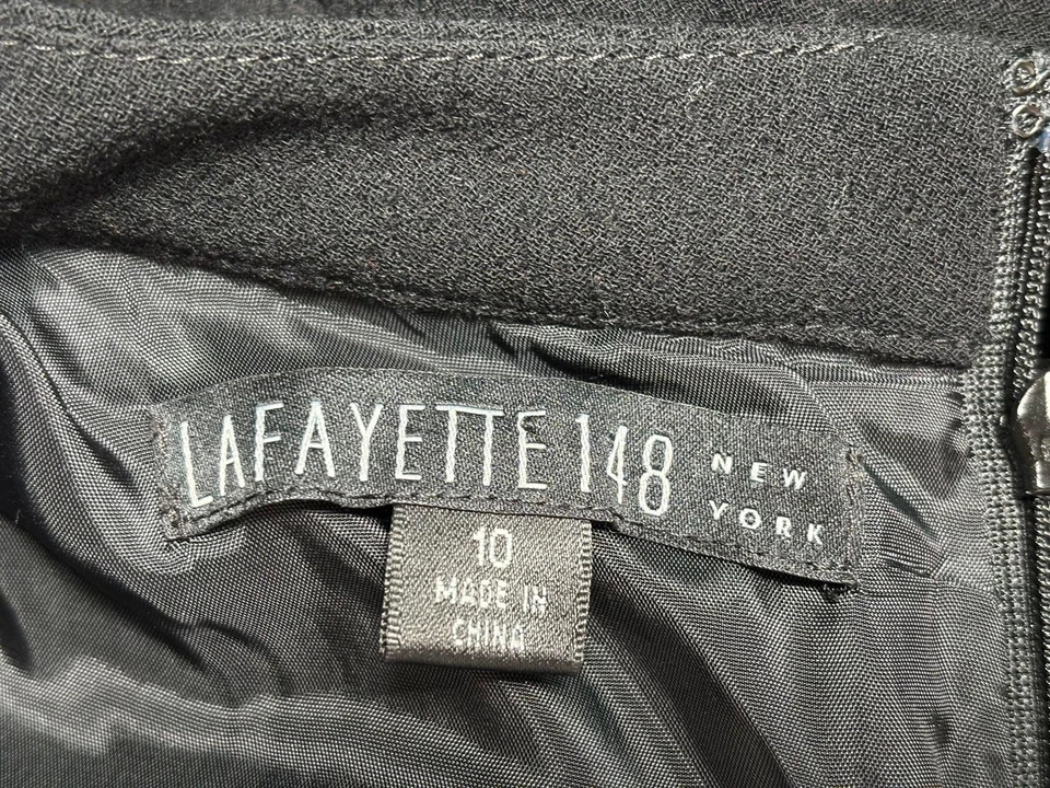 Lafayette 148 New York Dress Womens 10 Black Wool Peplum Sheath Career No BELT - Image 3 of 4