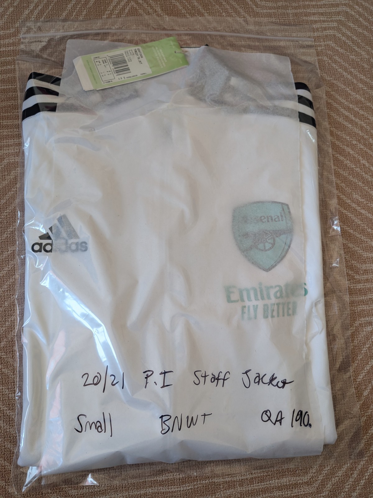 STAFF ONLY Tiro 21/22 SMALL Arsenal White Mint Jacket PLAYER ISSUE Kit Room S image 10