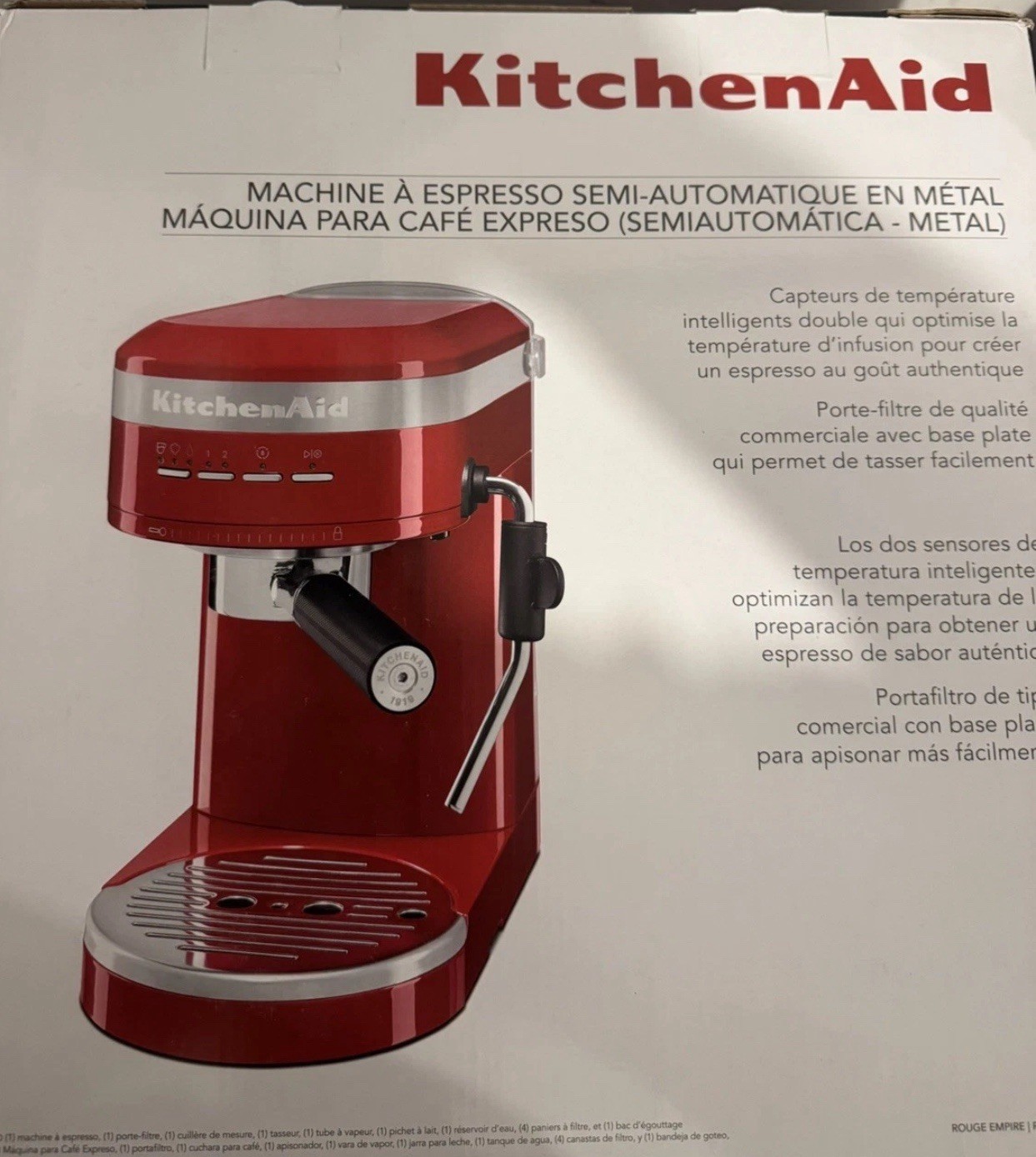 New KitchenAid KES6503ER 1.4 L Metal Semi Automatic Espresso Machine, Empire Red