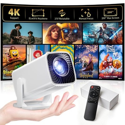Mini Projector, Portable Projector 4K & Full HD 1080P Support, 270° Rotation ...