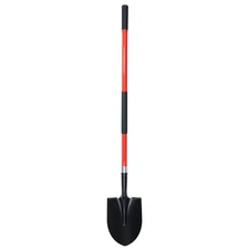 Heavy Duty Gardening Shovel, 56 Inch Round Blade with Fiberglass Handle (Red)