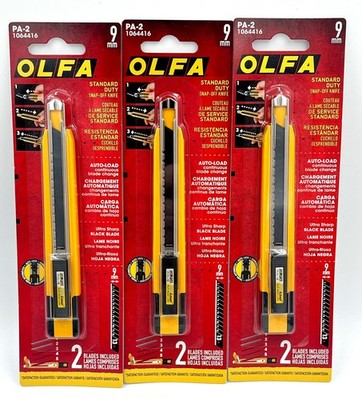 3x OLFA PA-2 9mm Auto-Load Standard Duty Utility Knife New in Package