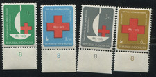 Indonesia 1963 Red Cross Centenary MNH Set 4 Stamps Scott 453-456 Bottom Margins