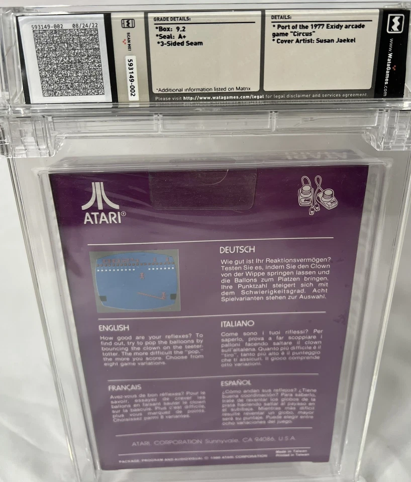Atari 2600 Circus Atari WATA 9.2 A++ 1986 SEALED RARE FIND - Image 3 of 4