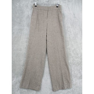 Ann Taylor Loft Pants Womens 0 Wool Blend Herringbone Wide Leg Laura Trouser