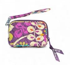 Vera Bradley Plum Crazy Zip Around Wristlet Pouch Retired Pattern Quilted Bag