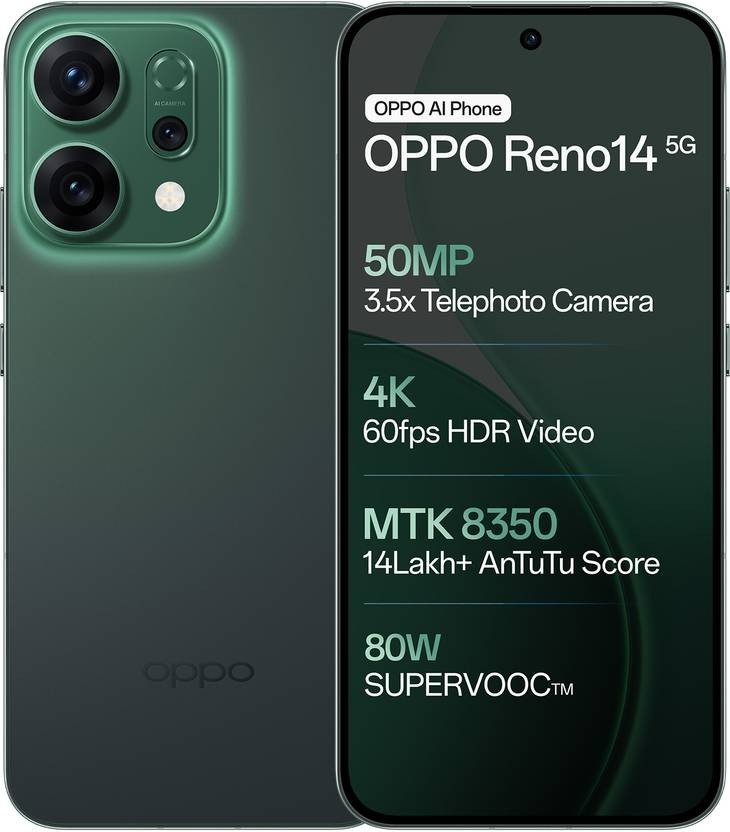 OPPO Reno 14 5G (Green 256GB 8GB RAM) Dimensity 8350 NFC 6.59