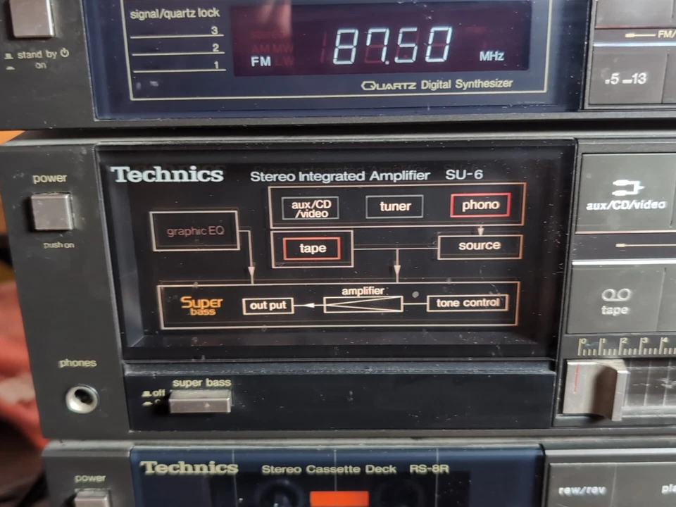 Technics SU-6 Amplificador Estéreo + RS-8R Tape Deck ST-8L Sintonizador Audio Retro P304 Foto 3 de 4