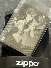 Zippo Evangelion Mari Black Ice Lighter 2009 Rare Silver Insert New