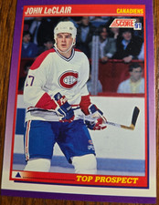 1991-92 Score John LeClair Top Prospect Rookie Card RC #313 Montreal Canadiens