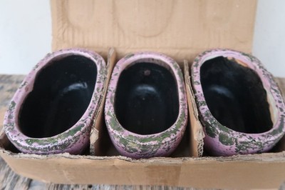 3 Keramik Töpfe - Blumentöpfe - Pflanztöpfe von Cusco violett-rosa Glasur NEU