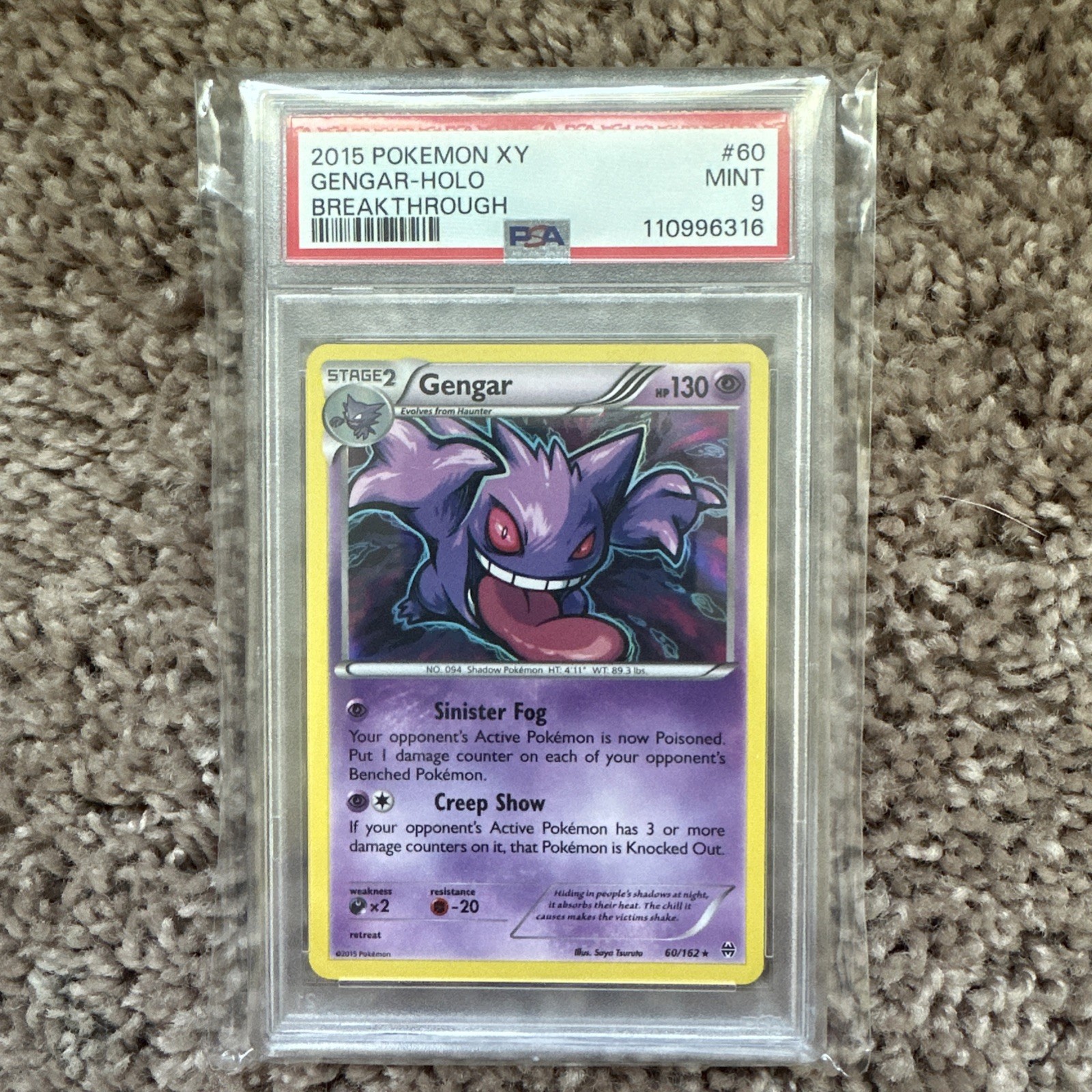 PSA 9 Gengar-Holo #60 XY Breakthrough LOW POP