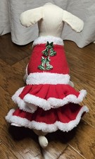     Santa-Style Christmas Holiday Dog/Small Pet Dress Outfit - Red Ruffle - M  