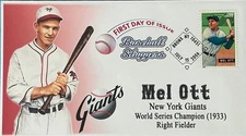 BDAOCITW KSC Cachets 4082 Mel Ott New York Giants Slugger Baseball
