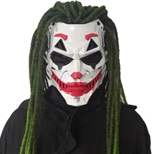 Joker Style Cyberpunk Mask with Clown Braids – Resin Cosplay Halloween Prop