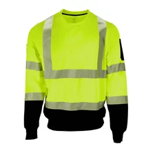 RefrigiWear HiVis Crewneck Sweatshirt with Reflective Tape - High Visibility