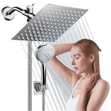 8inch Shower Head with Handheld Spray Combo High Pressure Rain Shower Faucet Set