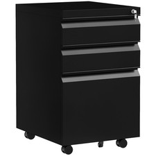 Vinsetto Filing Cabinet with Lock and Hanging Bar for Letter A4 Legal, Black