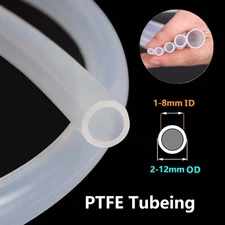 PTFE Tube Tubing Pipe Translucent High Temp Resistance ID 1mm-8mm OD 2mm-12mm