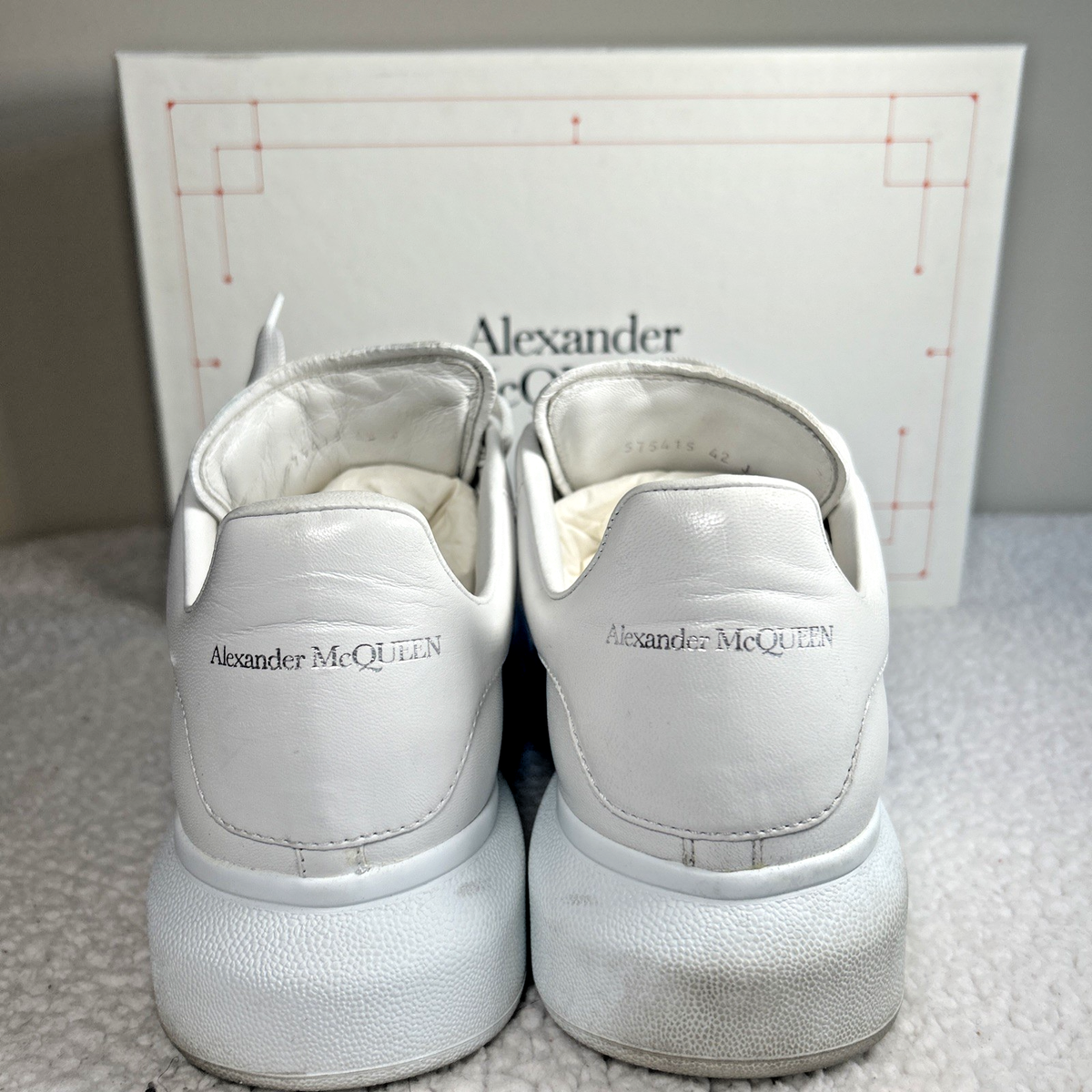 Alexander McQueen Oversized White Blue Suede Spray Men Sneakers