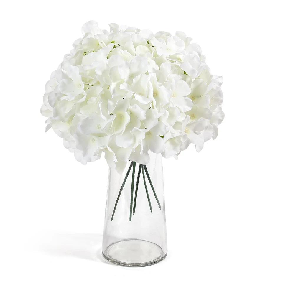 真丝人造 Hydrangea 花 64 件,全开花头,婚礼装饰,白色 — 第 4/4 张图片