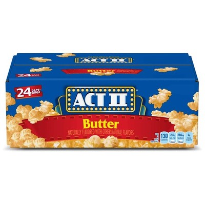 Microwave Popcorn Butter 2.75 Oz Bags (Pack of 24) - 100% Whole Grain Snack