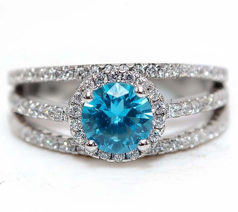 2CT Heat Treated Blue Topaz 925 Solid Sterling Silver Ring Sz 8 PC13-8