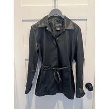 Women’s Jacket Raincoat Wind breaker by Highway Black Size M Tie Waist