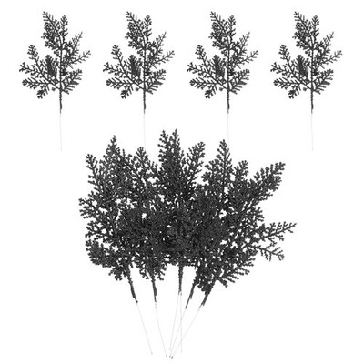 10 Inch Artificial Pine Needles, 10 Pcs Glitter Pine Stems Christmas Branches...
