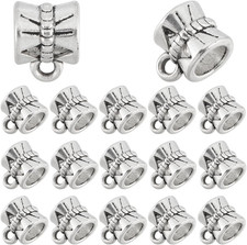 1 Box 240Pcs Small Bail Beads Silver Spacer Beads Charms Alloy Textured Tibetan