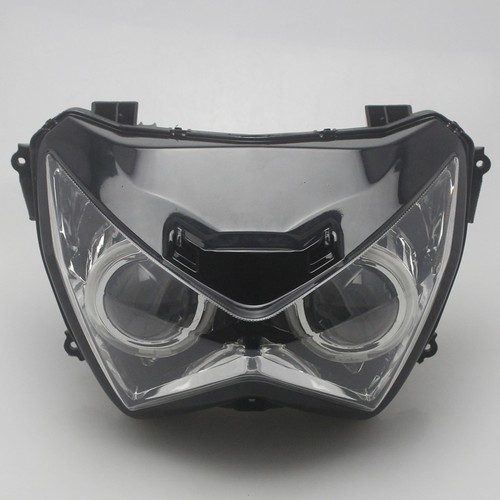 Motor Front Headlight Assembly White Angel Eye For Kawasaki Z250 Z300 Z800 13-16 - Picture 8 of 13